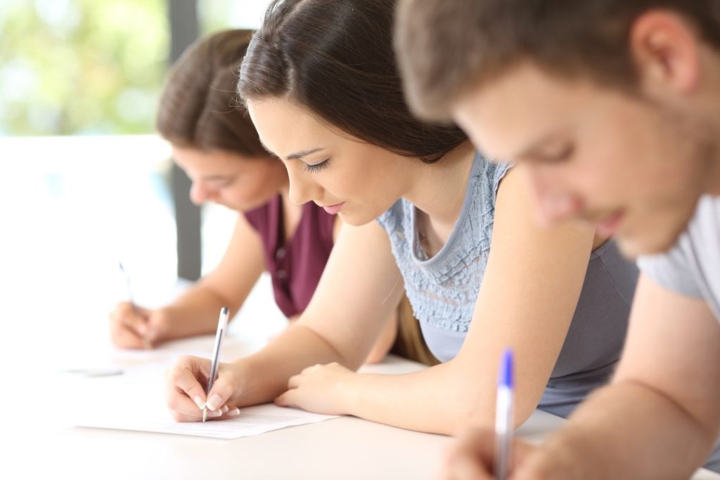 students taking test